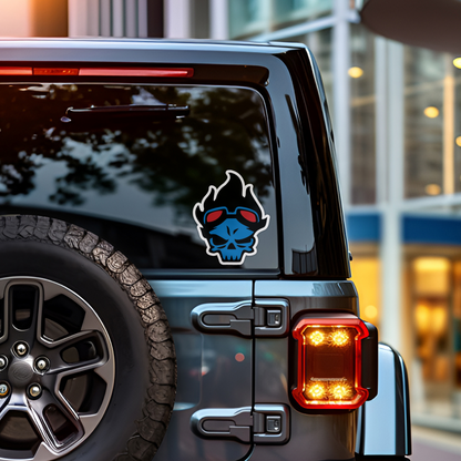 Blue Skull Sticker Meme - Vinyl, Die-cute, Waterproof & Weatherproof Removable Decal