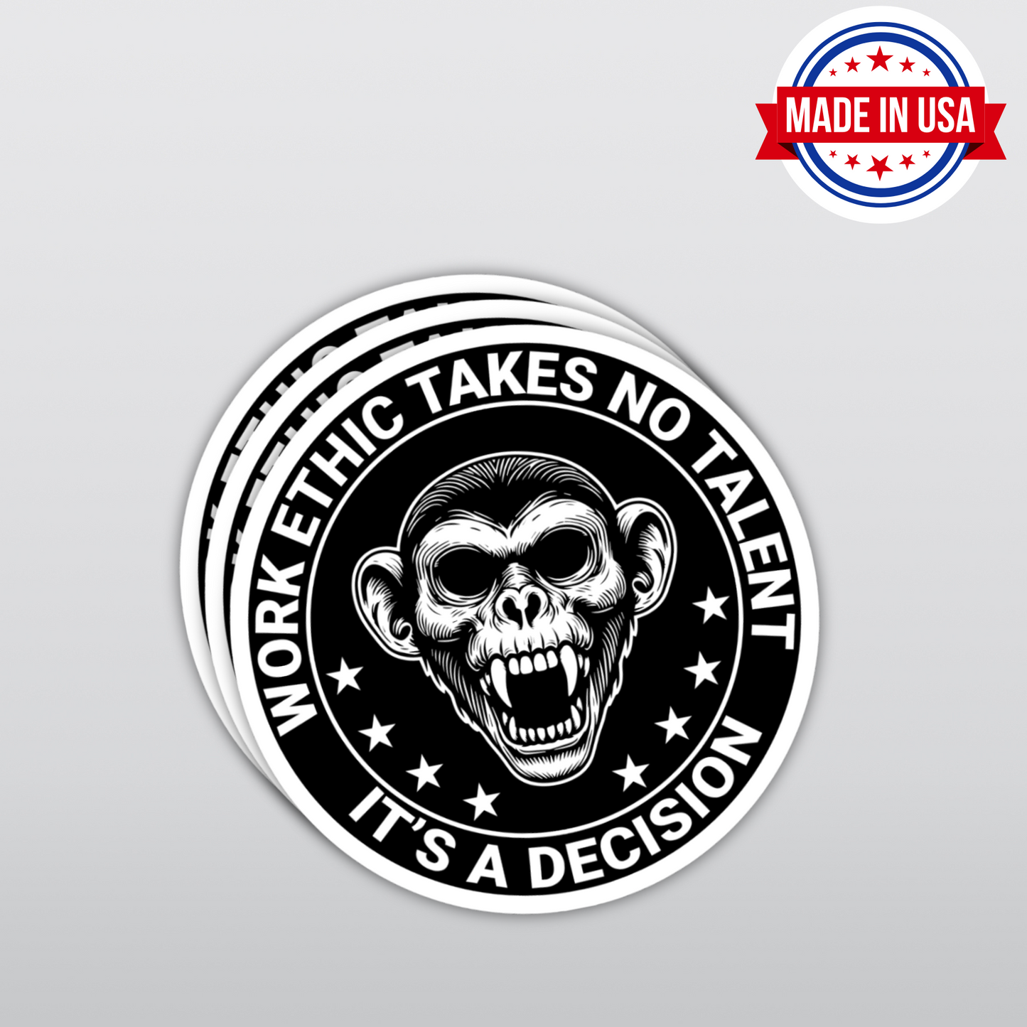 Funny Blue Collar Sticker - "Work Ethic Takes No Talent - It's A Decision!"