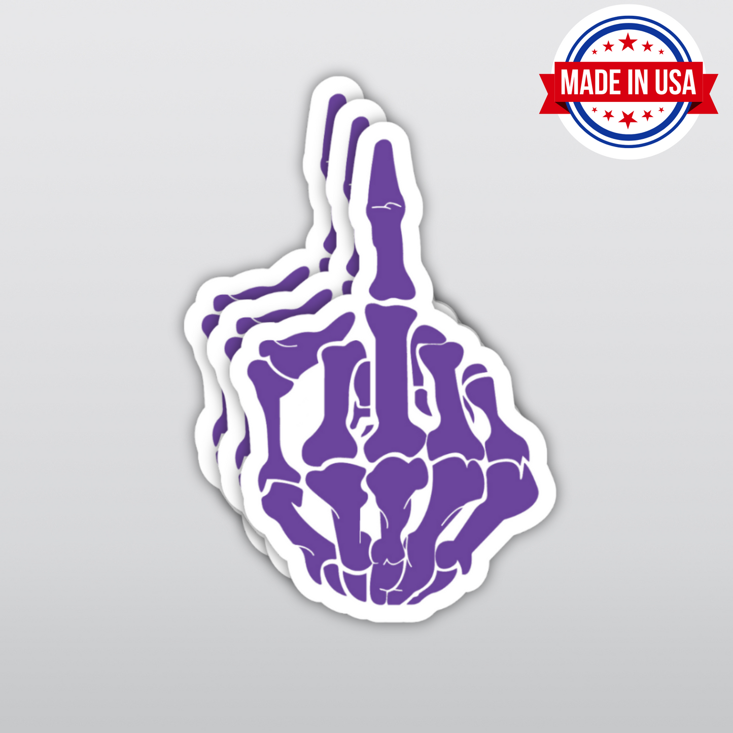 Purple Skeleton Flipping the Bird Funny Sticker