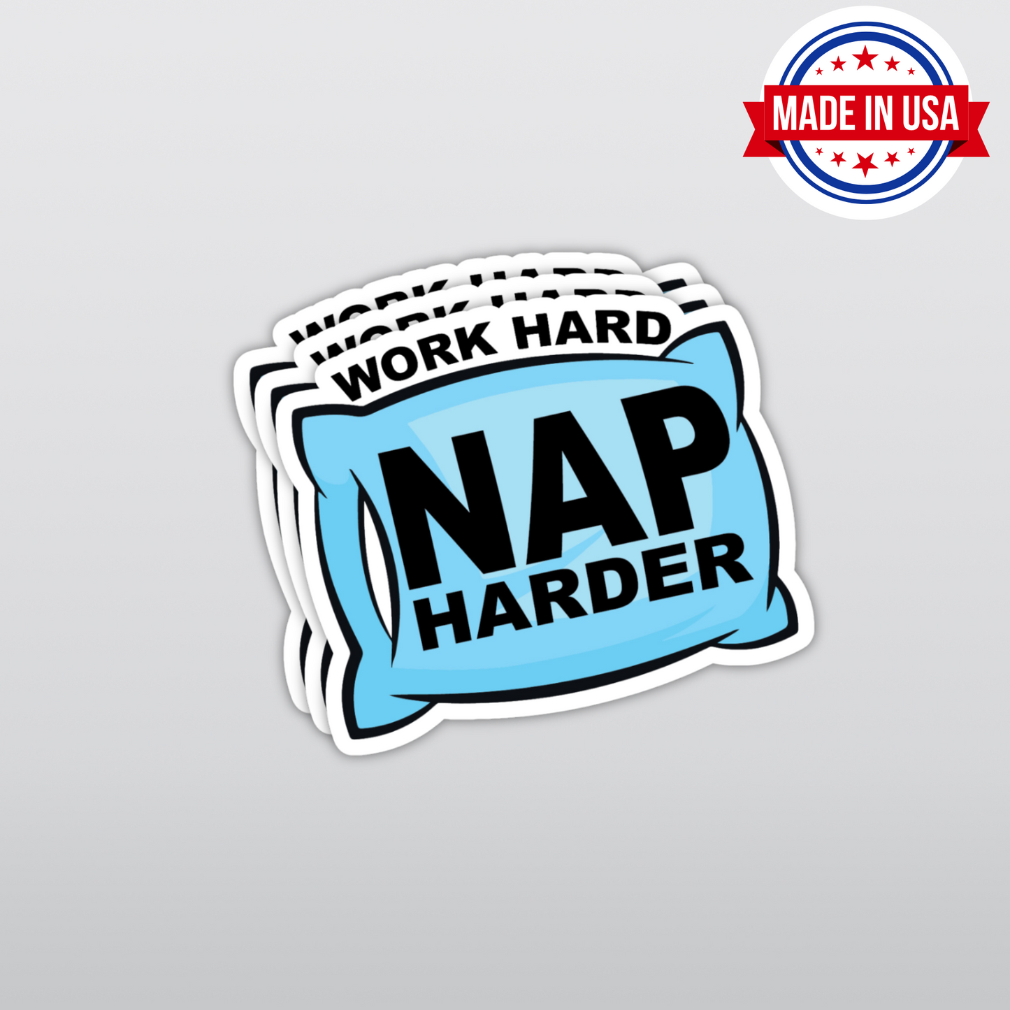 "Work Hard, Nap Harder" Funny Blue Collar Worker Sticker