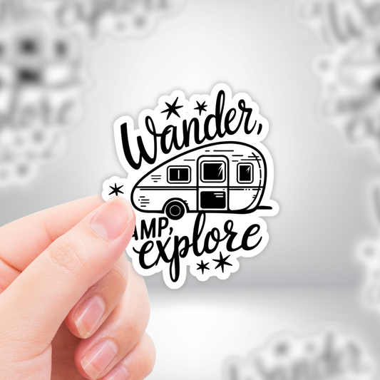 Wander & Explore RV Camper Sticker for Adventure & Outdoor Enthusiasts