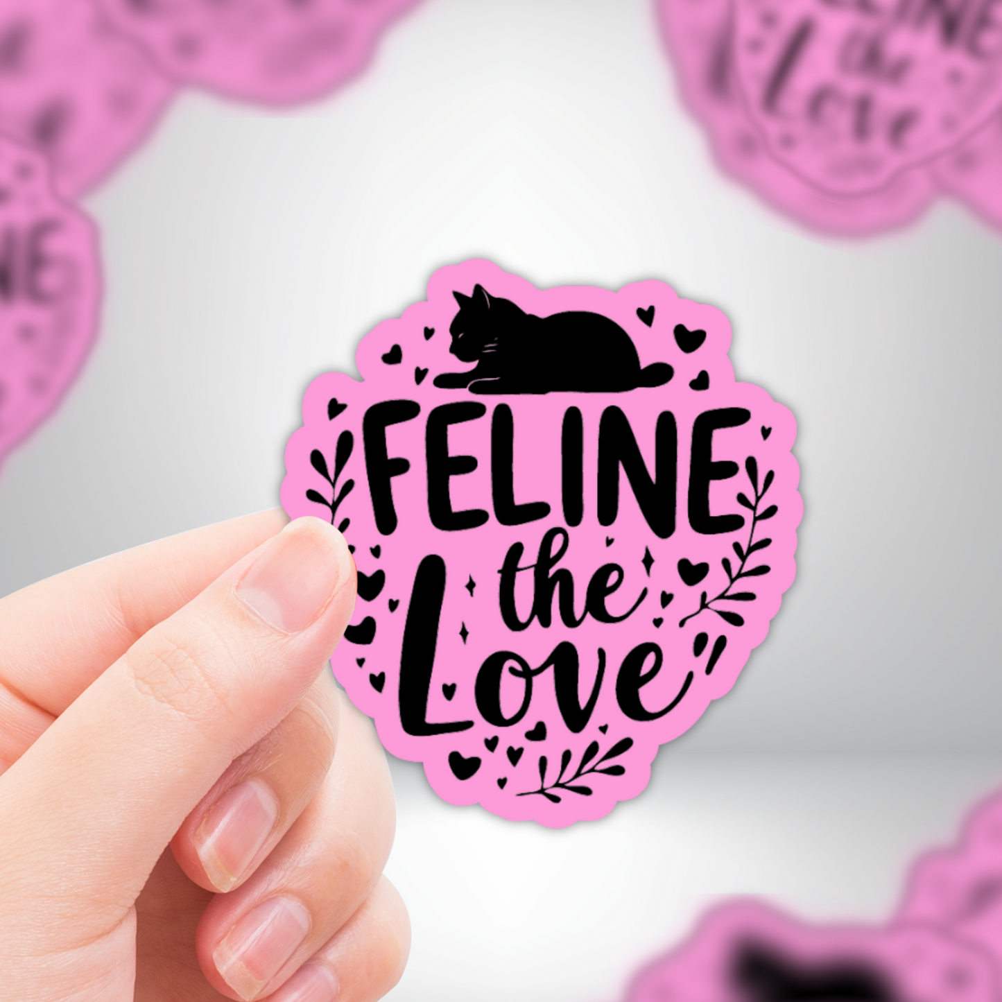 Cat Lover "Feline the Love" Funny Cat Die-Cut Sticker