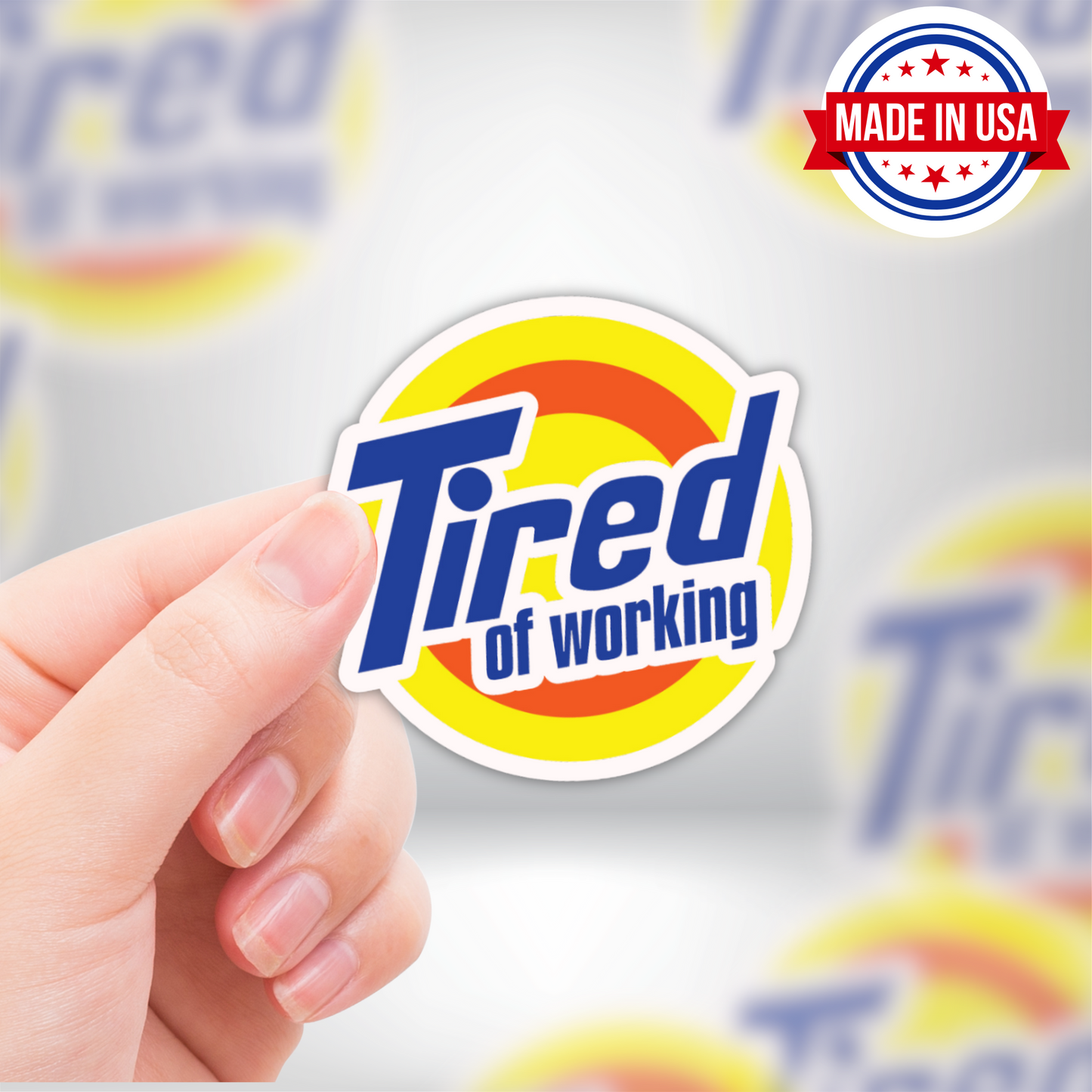 "Tired of Working" Sticker - Funny Meme Sticker