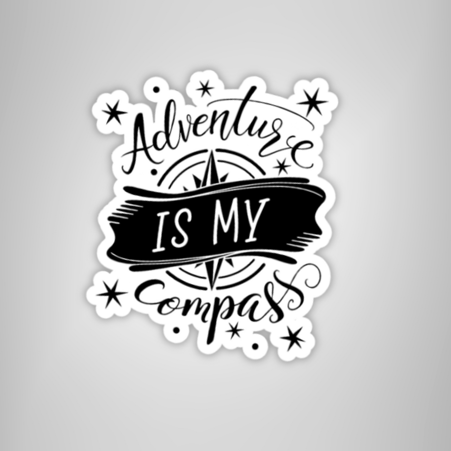 Adventure Lover Sticker "Adventure is My Compass" Black & White Die-Cut Sticker