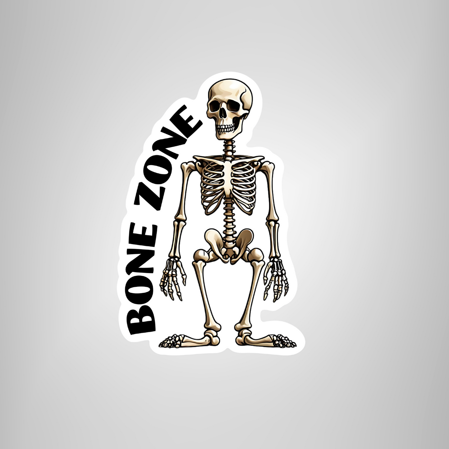 Funny Adult Halloween Sticker "Welcome To The Bone Zone"