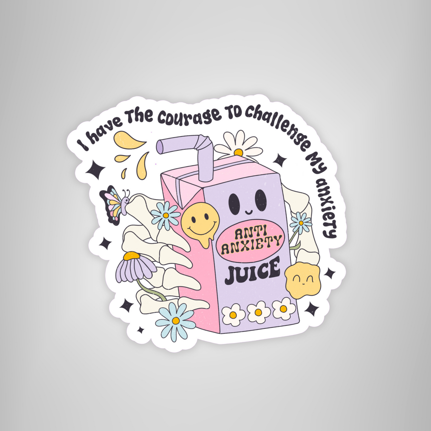 Anxiety Sticker "I Have The Courage To Challenge My Anxiety" Juice Box