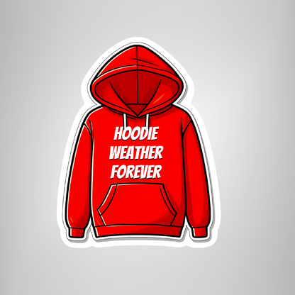 "Hoodie Weather Forever" Red Sweatshirt Viral Sticker