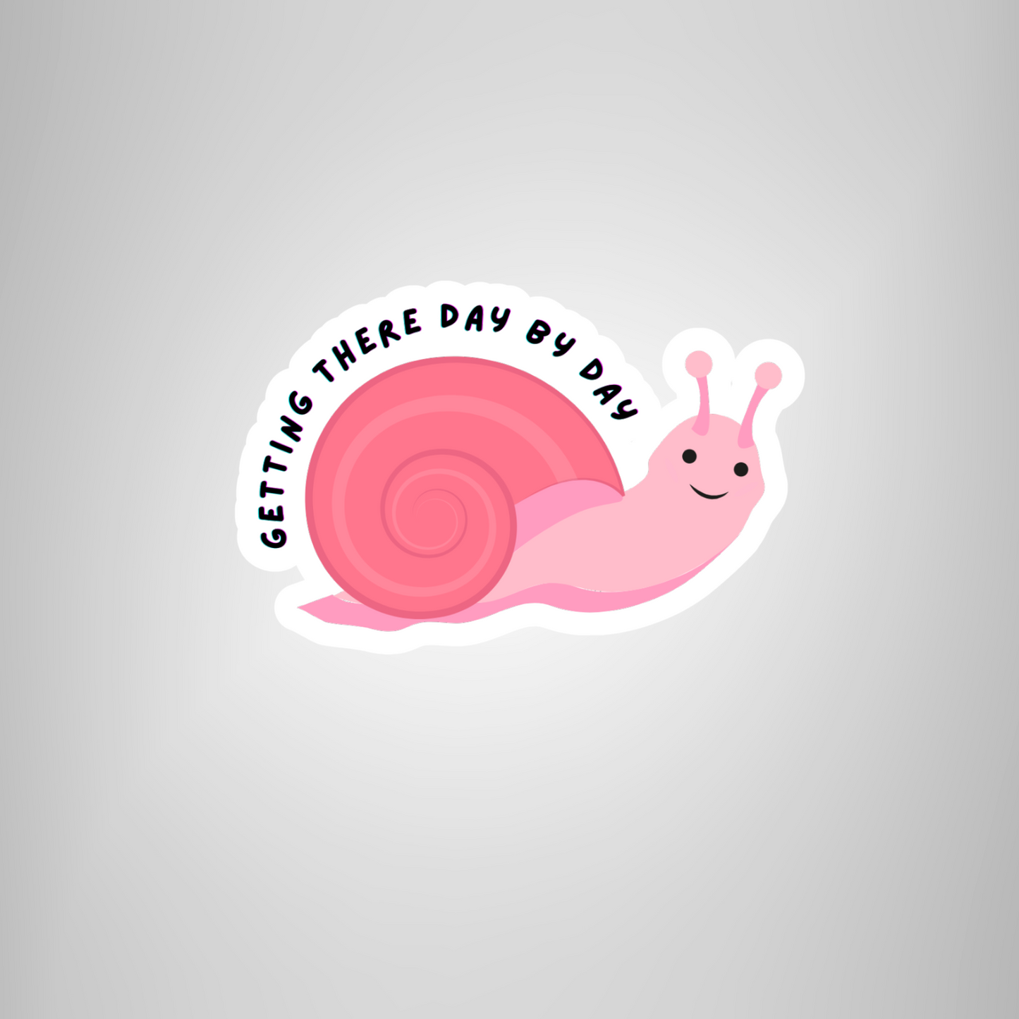 Funny & Cute Pink Snail "Getting There Day By Day" Snail Sticker