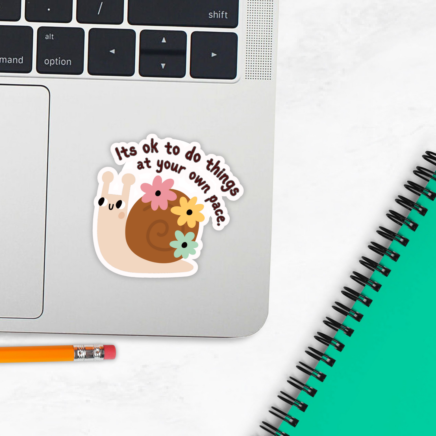 "It's Ok To Go At Your Own Pace" Cute Snail Mental Health Sticker