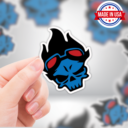 Blue Skull Sticker Meme - Vinyl, Die-cute, Waterproof & Weatherproof Removable Decal