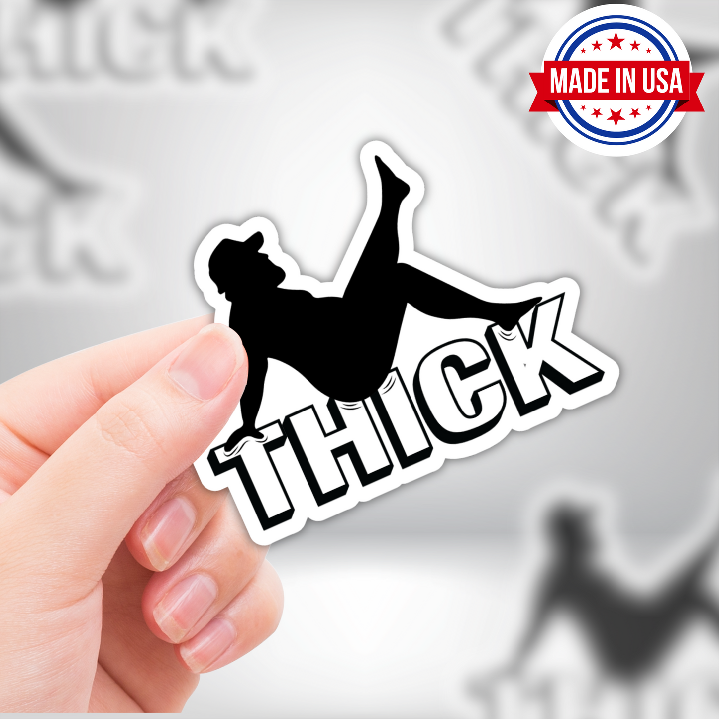 Funny "THICK" Fat Man Sticker - Gift for Men, Blue Collar, & Construction Workers